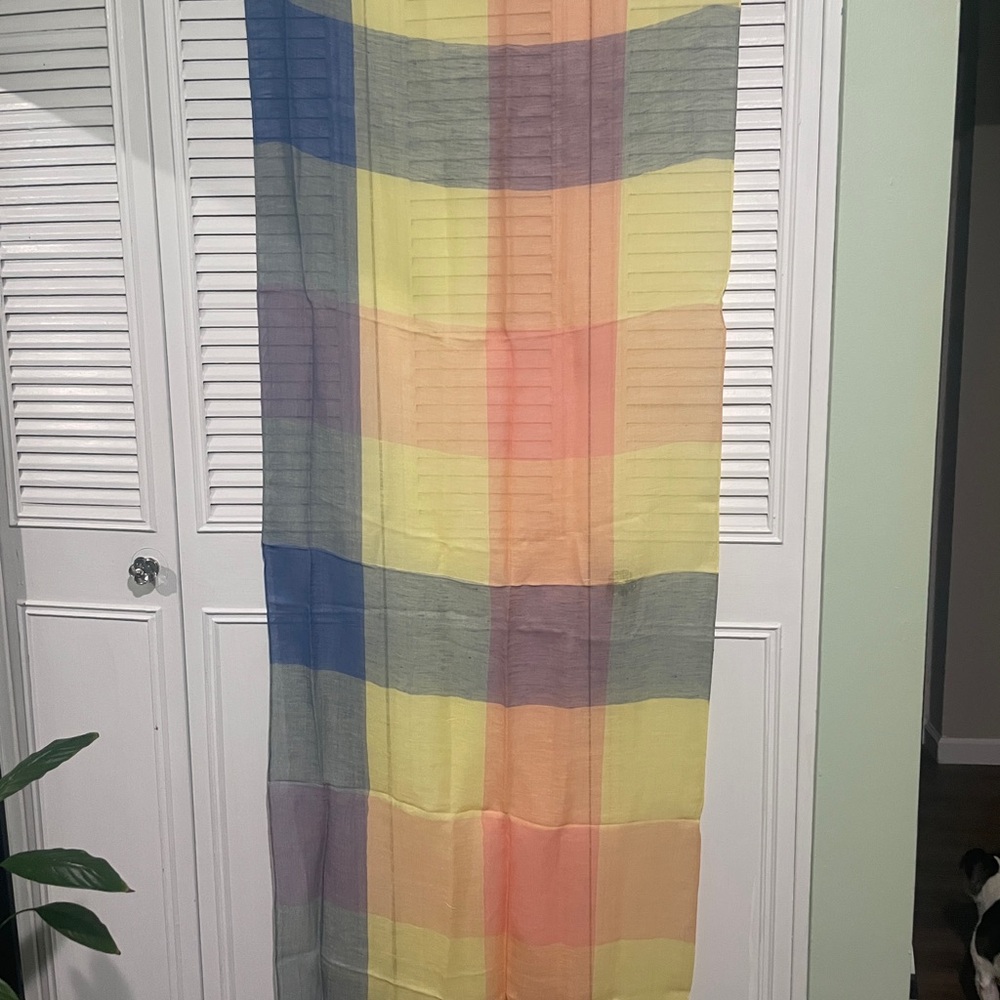 Talbots Multicolor Plaid Lightweight Scarf in Yellow, Blue, Peach, pink